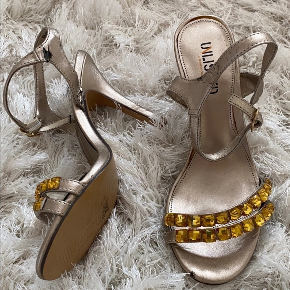 Unlisted Metallic Gold sandals with gems